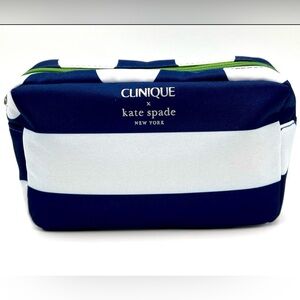 Clinique x kate spade Navy/ White Multi Design Cosmetic Travel  Bag
